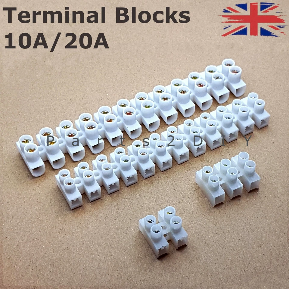2/3/12 Way Strip Connectors Terminal Block 10Amp/20Amp Choc Cable Wire Join UK - Image 1 of 1