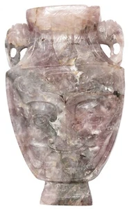 Antico vaso arcaico pietra ametista cinese periodo Repubblica Qing vintage - Foto 1 di 12