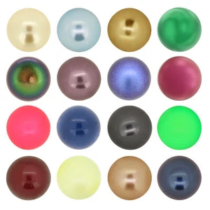 Superior PRIMERO 5818 Crystal Round Pearls Half Drilled * Many Colors & Sizes - Picture 1 of 57