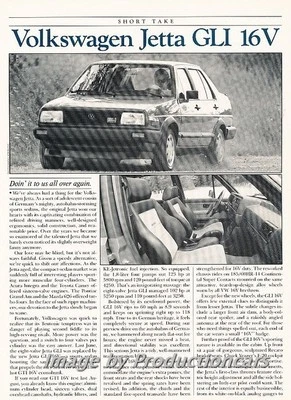 1988 VW Volkswagen Jetta GLI 16V 1987 Original Car Review Print Article J681 Foto 1 de 2