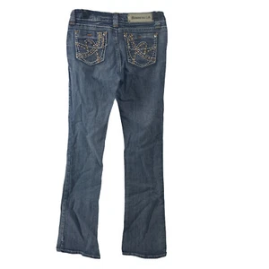Grace In LA Rhinestone Bootcut Blue Jeans Juniors Size 7 Embellished Denim Pants - Picture 1 of 7