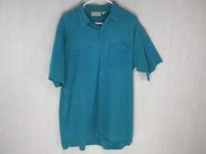LL Bean Cool Weave Shirt Mens XLT Green Button Up Short Sleeve Vintage USA Camp - Picture 1 of 10