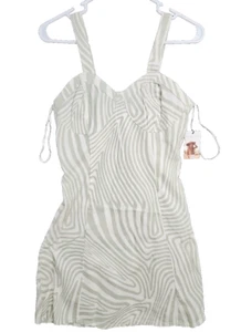 Sincerely Jules Medium M 100% Cotton Dress Green & Off White Striped NWT - Picture 1 of 7