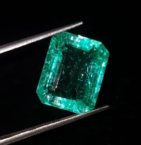 Loser Edelstein natürlicher kolumbianischer grüner Smaragd transparent 9,08 ct zertifizierter Edelstein - Bild 1 von 10