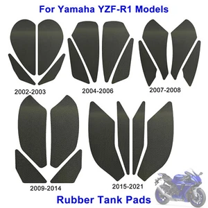 Gas Fuel Tank Pads For Yamaha YZF-R1 02-08 09-14,15-21 Rubber Traction Knee Grip - Foto 1 di 17