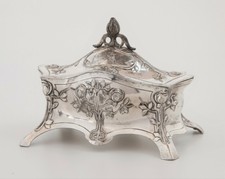 Art Nouveau Jugendstil WMF Silverplate Pewter Jewelry Box Casket