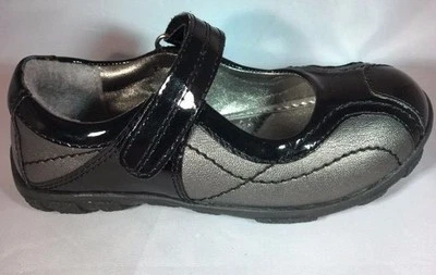 Zapatos Escolares Kenneth Cole Negro y Estaño Nuevos en Caja Niñas Pequeñas Talla 8 1/2 M Foto 1 de 4