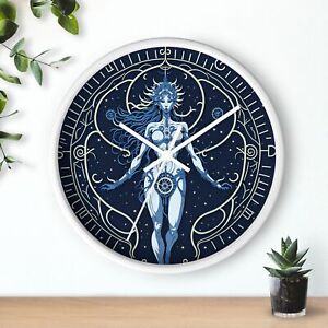 Celestial Goddess Wall Clock Blue design 1 celestial goddess 