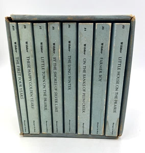 Vintage 1971 Blue Box Set of 8 Little House on the Prairie Books PB Wilder - Picture 1 of 7