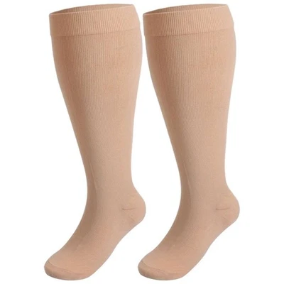 Calcetines de compresión talla grande manga pantorrilla hombres mujeres extra anchos 20-30 mmHg S-3XL 4XL Foto 1 de 4