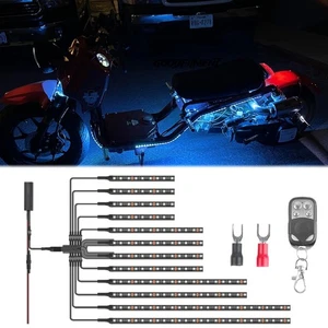 12PCS Motorcycle RGB LED Strip Light Under Glow Neon Kit For Maddog Scooter - Picture 1 of 9