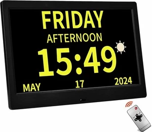 Digital Calendar Day Clock 10 Inch, 12 Electronic Calendar Day Date, Digital - Picture 1 of 7