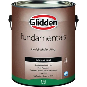 Glidden Fundamentals Exterior Paint Flat White Pastel Base Gallon GLFEXT10B1/01 - Picture 1 of 3