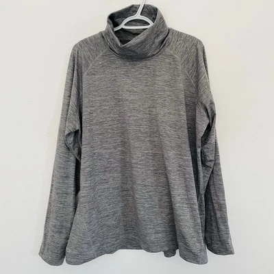EUC Pullover Fleece Lined Turtleneck Omni Wick Thumbholes Ski Base Layer Gray 2X - Image 1 of 4