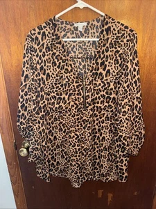 Blusa Cato Mujer Marrón Estampado Leopardo Talla 18/20W Y2K - Imagen 1 de 6