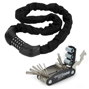 Fahrrad Set: Flexible Kette Zahlenschloss & 16 in 1 Multitool Fahrradwerkzeug - Bild 1 von 7