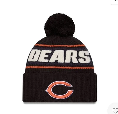 New Era Hombres Tejidos Chicago Bears NFL Bobble Sombrero Gorro Cálido Invierno - Azul Marino Foto 1 de 3
