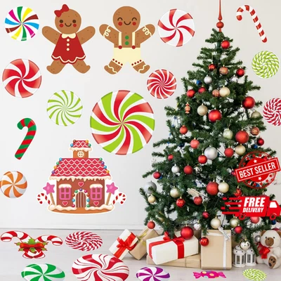 Pegatinas de Pared de Navidad, Candyland Pan de Jengibre Menta Decoraciones de Navidad Foto 1 de 4