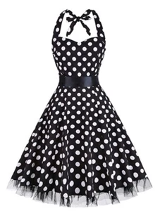 Vestido de cóctel vintage para mujer Oten estampado floral años 50’s talla L punteado - Imagen 1 de 5