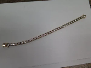 Brazalete de tenis vintage HAN tailandés de plata esterlina amatista con baño de oro de 7,5" - Imagen 1 de 7