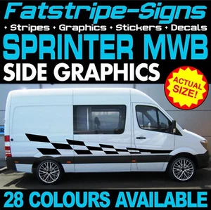 passend für Mercedes Sprinter MWB GRAFIK AUFKLEBER STREIFEN RACE CAMPER VAN WOHNMOBIL - Bild 1 von 2