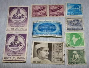Francobolli India 1950 - 1970 : lotto di 10 francobolli usati - Foto 1 di 12