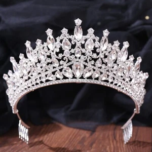 Queen Tiara and Crown with Comb, Bridal, Pageant Prom, Halloween, Birthday Gift, - Picture 1 of 2