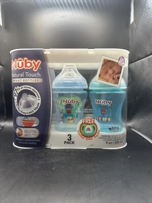 3 Pack Nuby Natural touch Bottles 9 Oz Newborn Baby Toddler - Image 1 of 4