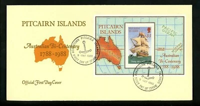 Postal History Pitcairn Islands FDC #297 Australia Bicentenial HMS Bounty 1983 - Image 1 of 2
