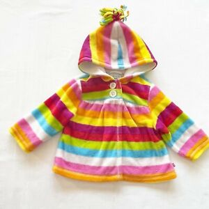 Children's Place Rainbow Striped Full Zip Fleece Hooded Jacket 12 Months