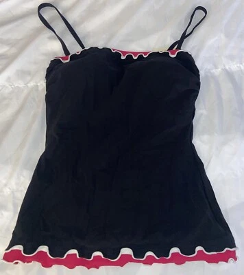 Profile by Gottex Ruffled Swimsuit Tankini Top 6 Black Red (B3) - Image 1 of 2