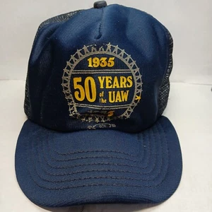 Vintage 1985 50 Years Of The UAW United Auto Workers Union Trucker Hat Cap - Picture 1 of 11