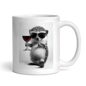 Hedgehog With Red Wine - Cute Funny Kitchen Animals Sunglasses - Mug - Picture 1 of 4