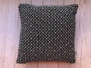 Almohada decorativa de calidad negra gris con cuentas THRO By Marlo Lorenz™ 12" x 12"" - Imagen 1 de 8