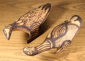 Two Birds Tjulpu Kutjara - Australia Aboriginal Wood Carved punu poker burn 8" - Picture 1 of 4