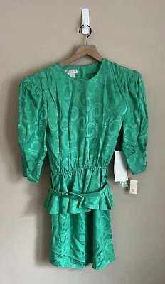 Conjunto Traje Falda Argenti Seda Vintage Top Blusa Conjunto Años 80 Secretaria Talla 6 Foto 1 de 4