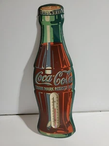 Vintage Coca-Cola Thermometer Wand Blechschild - funktioniert 17"x5 1/4" LESEN unbekanntes Jahr - Bild 1 von 16