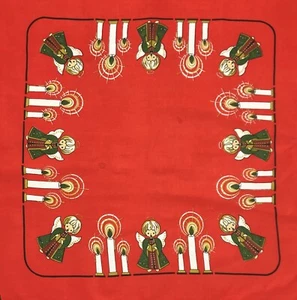 Vintage Christmas Holiday Angels & Candles 33x35" Red Tablecloth Topper (RF957) - Picture 1 of 8