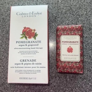 Crabtree & Evelyn Pomegranate Argan Grapeseed Oil Hand Therapy 3.5 oz & Soap Bar - Picture 1 of 2