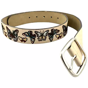 Embroidered Butterfly Belt Faux Leather Size S/M 5 Hole Cowgirl - Picture 1 of 13