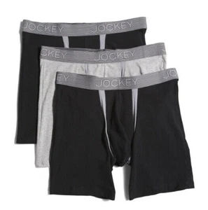 Men's Jockey Underwear 3pk No Chafe Pouch Boxer Briefs/ Black,Grey - Picture 1 of 4
