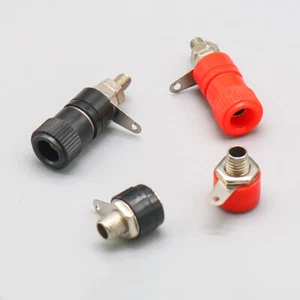 Bananenstecker Rot/Schwarz vergoldet 4 mm Bananenkopf Einbaubuchse Klinken 2/5st - Picture 1 of 20
