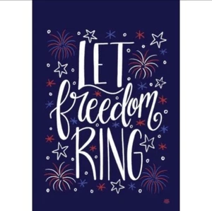 "ANILLO LET FREEDOM 12.5"" X 18"" BANDERA DE JARDÍN 27-3643-299 VOLTEARLO! RAIN OR SHINE NUEVO - Imagen 1 de 4