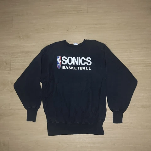 Vintage 90s Seattle Supersonics Champion Reverse Weave Size XL Black Cover