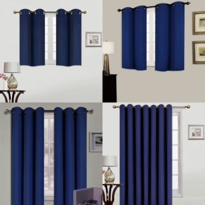 1/2PC100% BLACKOUT UNLINED HEAVY THICK THERMAL PANELS WINDOW CURTAIN TREATMENT  - Image 1 of 4