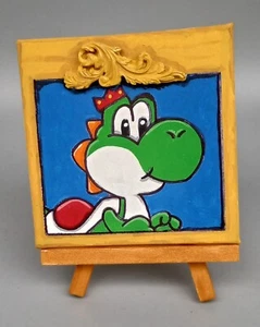 Yoshi Mini Painting. With Small Molding. 4x4. With Easel. Hand Painted. - Picture 1 of 4