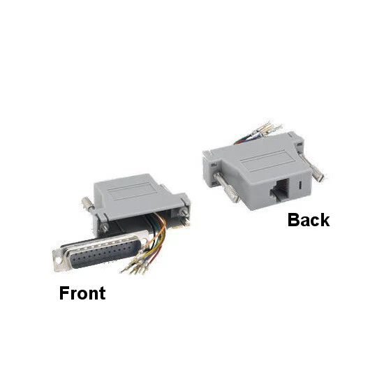 KNTK Modular DB25 Male to RJ45 Female Adapter for Serial to Network Cat5e Cat6 - Image 1 of 1