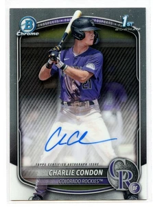 2025 Bowman Chrome Charlie Condon 1st Bowman CPACC Base Auto Autograph Rockies - Bild 1 von 2