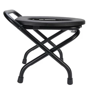Folding Commode Toilet Chair Iron Ergonomic Commode For Adults Travel New - Picture 1 of 30
