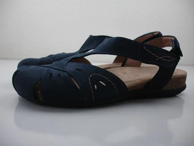 Sandalias de cuero para mujer 8,5 W de ancho Earth Origins Birdine azul arándano nobuck Foto 1 de 4